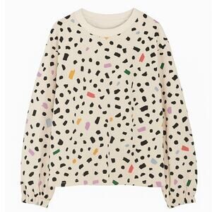 Hanna Andersson Cream Confetti Crewneck Sweatshirt Girls Size 10